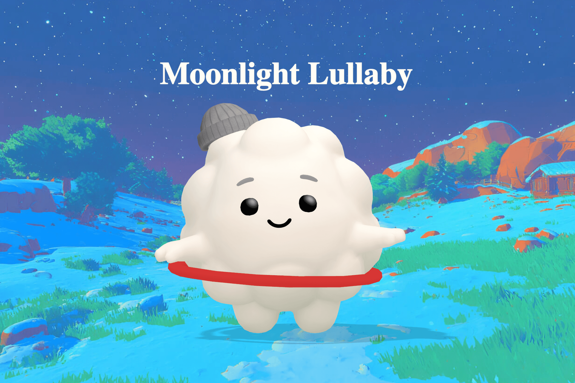 A soft, dreamy lullaby scene with silver moonlight falling gently over a sleeping child beside a warm, glowing hearth.