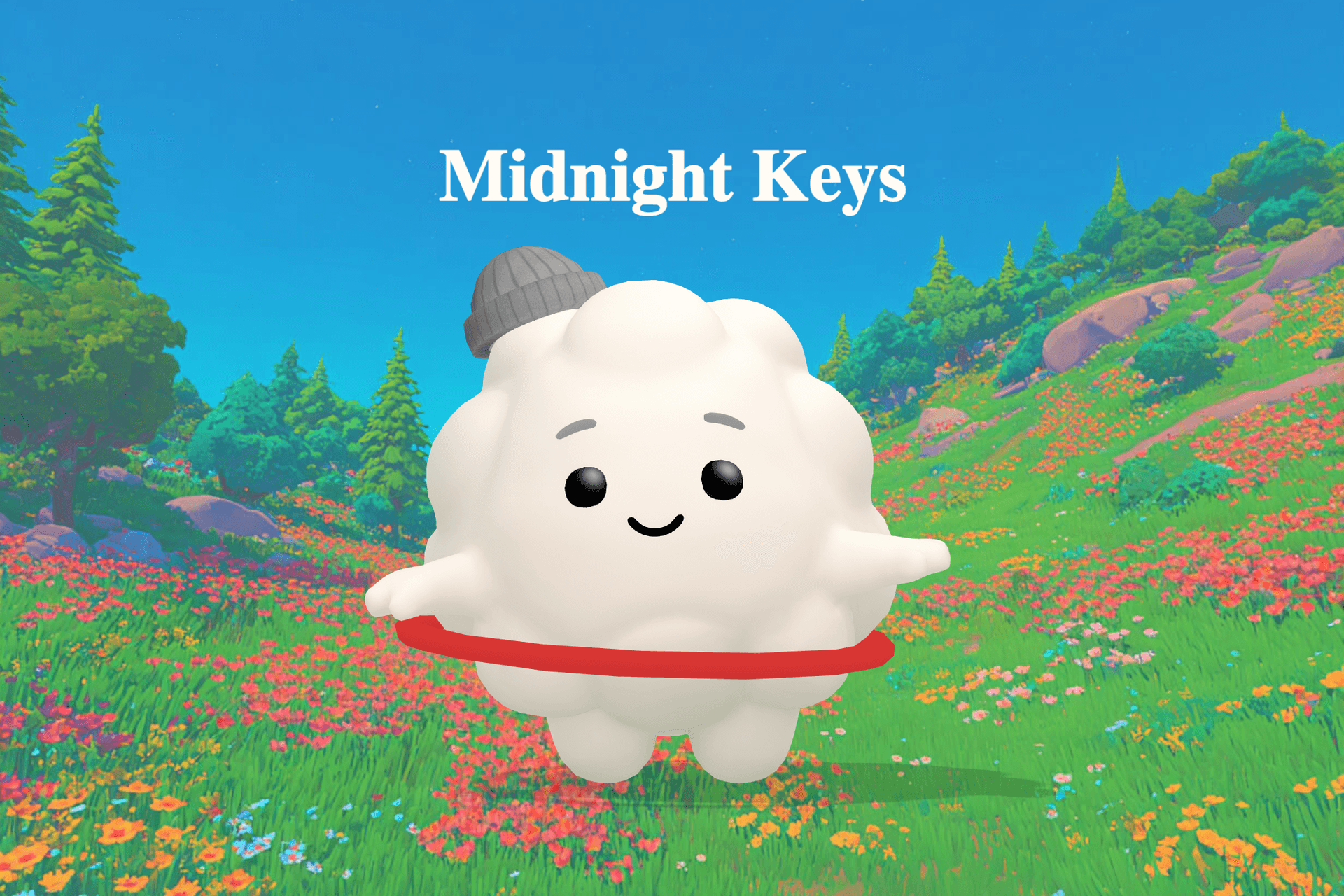 A soft, dreamy scene of piano keys glowing under a starlit sky with a warm candle flickering nearby.