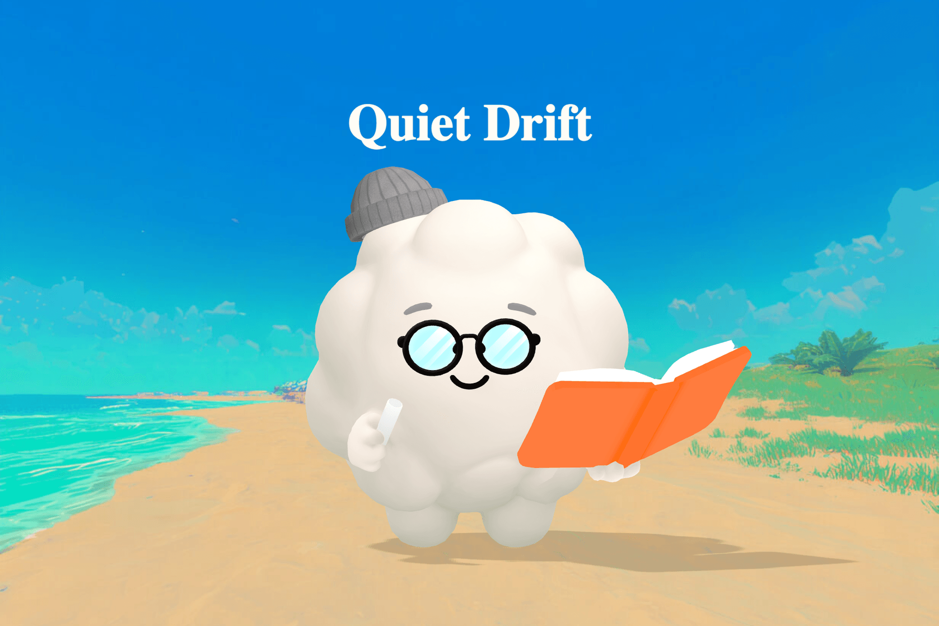 A soft, dreamy nighttime scene with silver starlight drifting over a quiet blue sky and gentle ocean breezes flowing past a peacefully sleeping child.