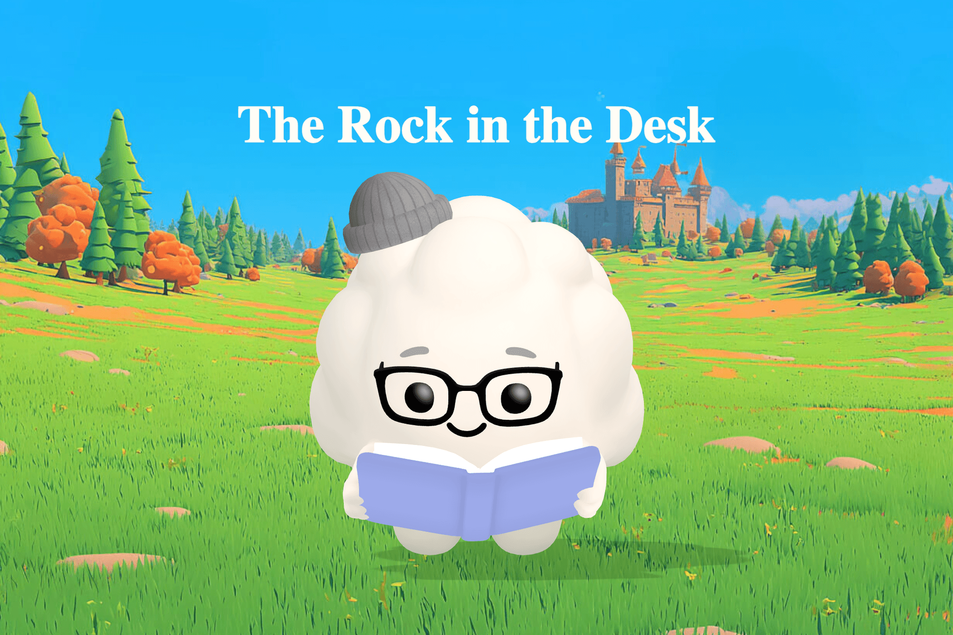 A young boy places a small round rock with a white stripe on the corner of his school desk near a sunlit window.