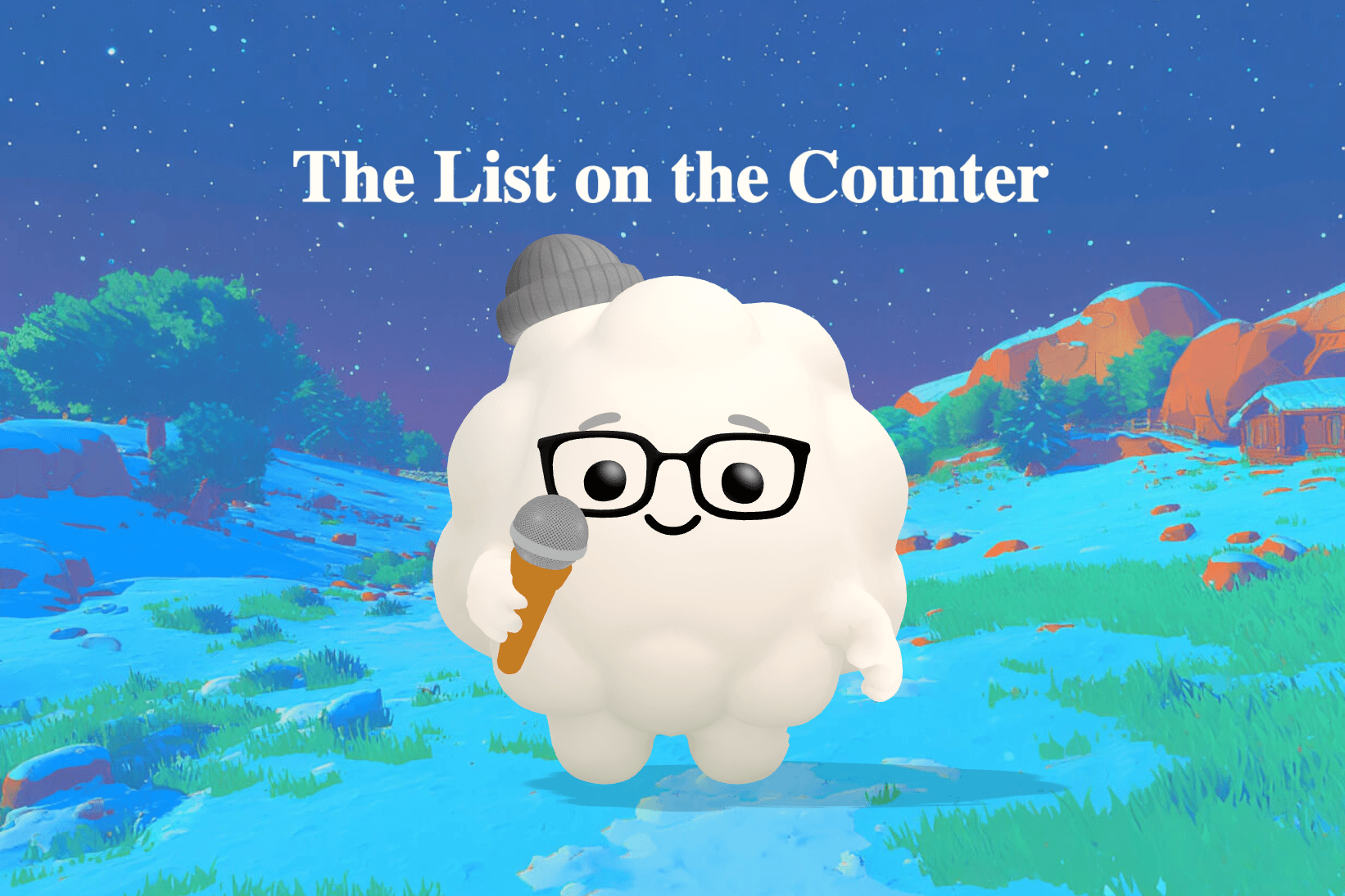 A folded grocery list rests on a sunlit kitchen counter beside a yellow box of tea and a chocolate bar in a dark red wrapper.