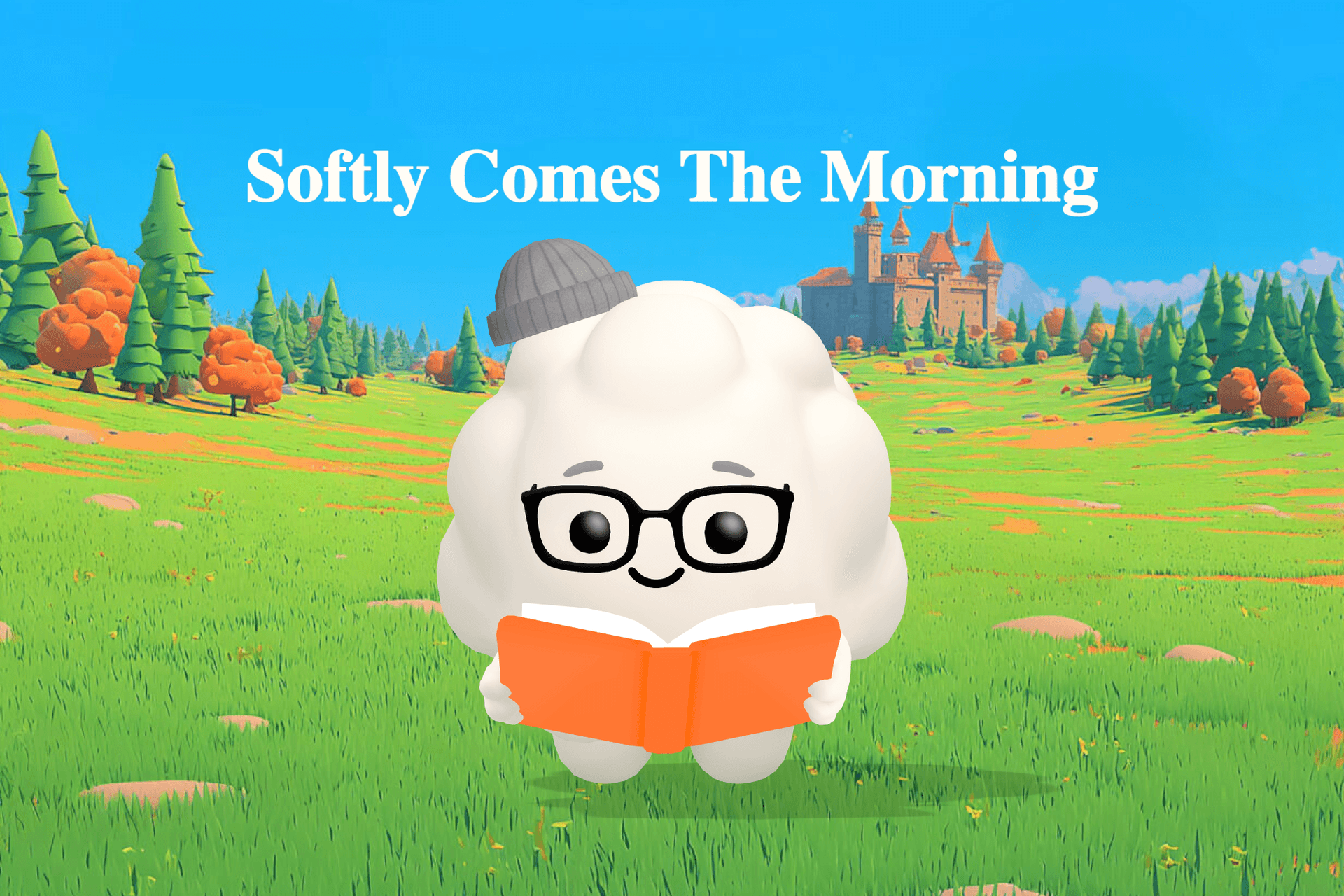 A soft, dreamy scene of hills beneath a quiet night sky with a glowing moon and birds resting in cozy nests as dawn waits just beyond the horizon.