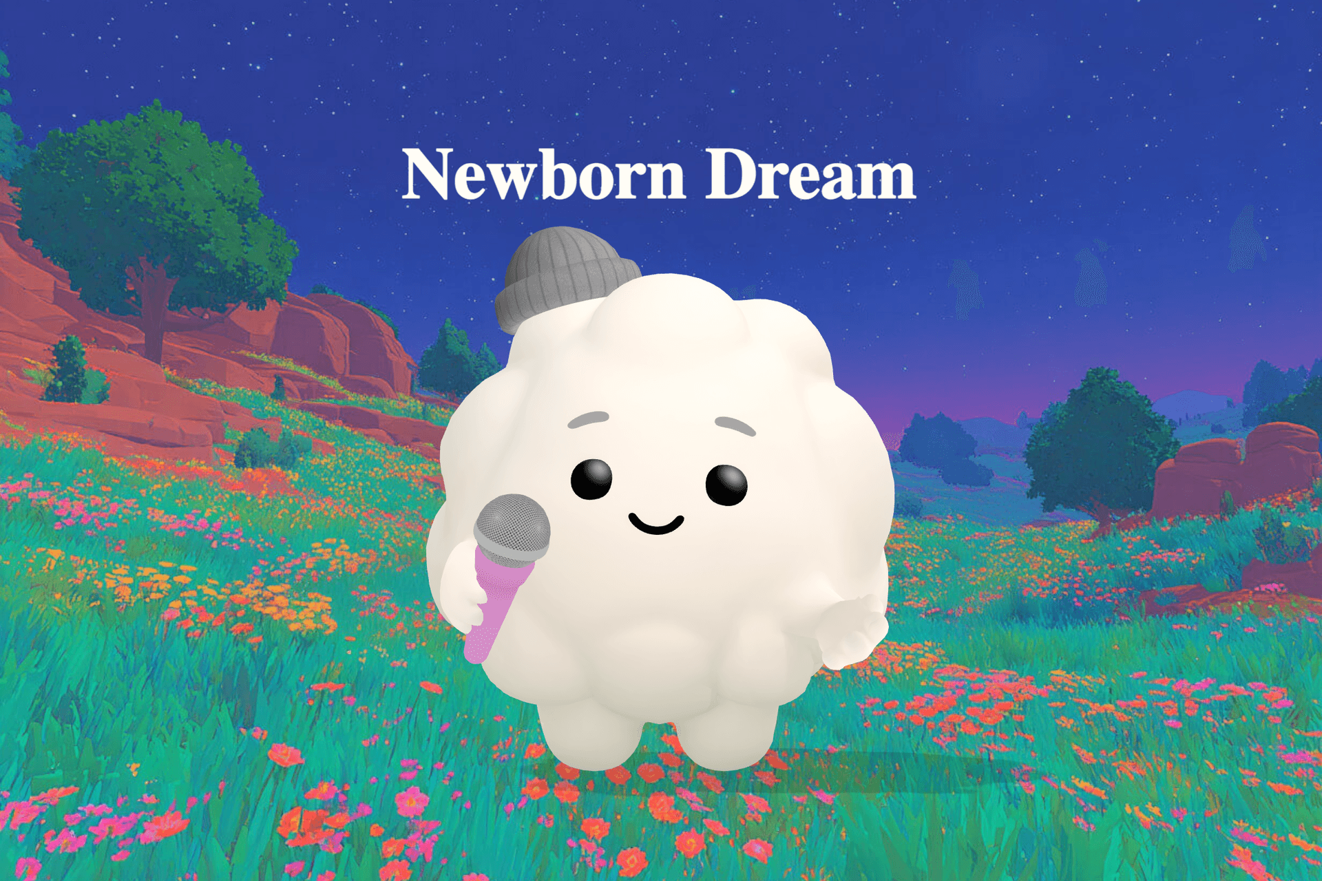 A soft dreamy lullaby scene with a newborn baby sleeping peacefully under gentle starlight and a glowing silver moon.